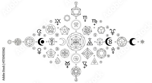 Sacred geometry symbols esoteric astrology alchemy mystic spiritual occult witchcraft paganism vector graphic art