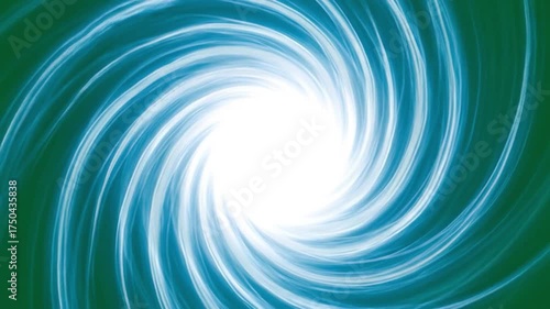 A swirling blue and white vortex of light on a green background, creating a hypnotic tunnel effect.