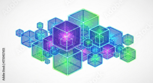Abstract geometric cubes background design for technology and science concepts illustration one hundred