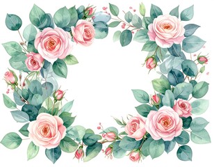 Delicate floral wreath border