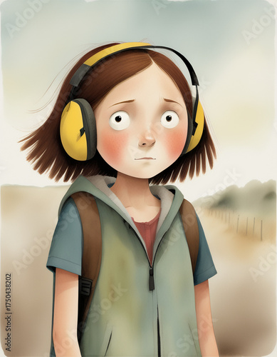 Anxious Girl with Ear Defenders