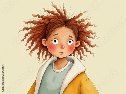 Illustration of a Young Girl with Ginger Dreadlocks