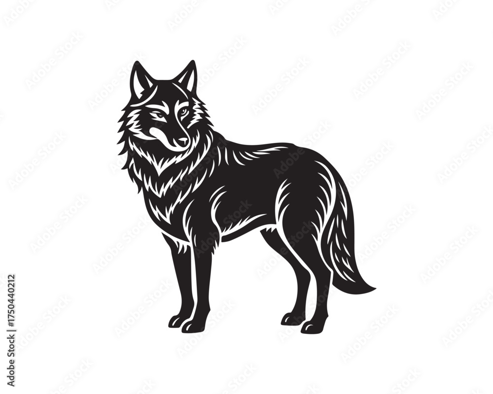 Obraz premium wolf, wolf logo, wolf vector, wolf silhouette, angry wolf, howling wolf, wild wolf, full body wolf, wolf head, fierce wolf, tribal wolf, wolf mascot, geometric wolf, minimalist wolf logo, wolf emblem,