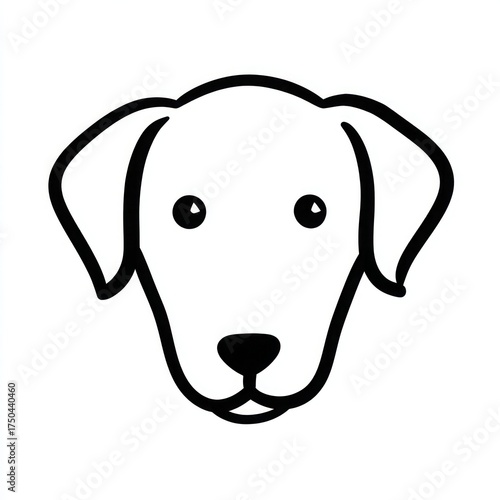 Black Outline of a Dog’s Face, Front-Facing with Ears and Eyes