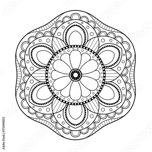 Mandala flower vector design for coloring book or decorative pattern artwork
