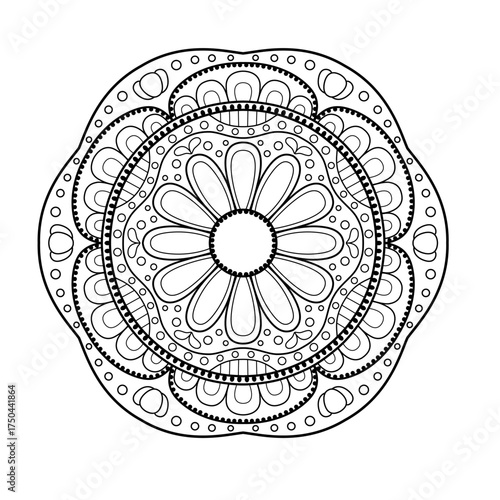 Mandala floral vector line art illustration for coloring book or decorative design
