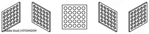 Tiles with holes vector silhouette set