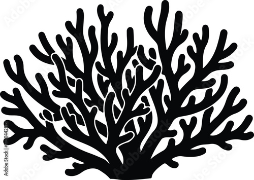 Vector silhouette coral reef tropical underwater plant illustration