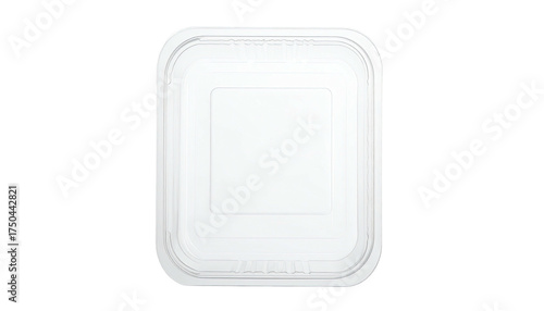 Overhead view of a white, square plastic container with a matching lid