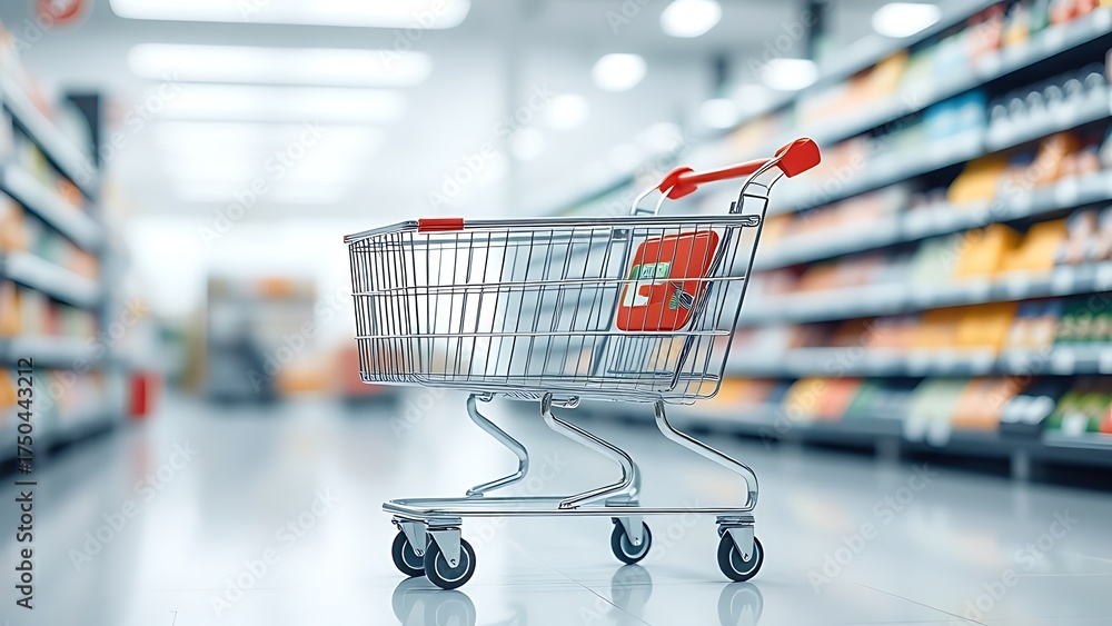 custom made wallpaper toronto digitalShopping cart isolated on a plain background in a retail environment.