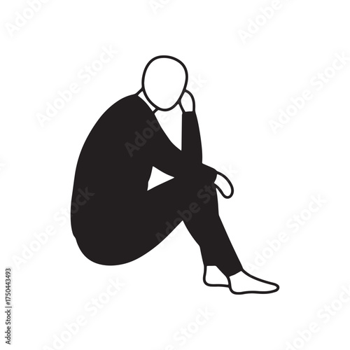 Pensive Person Sitting Silhouette thinking