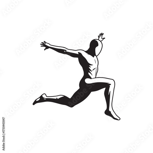 Silhouette of a male dancer in mid-leap leaping jumping