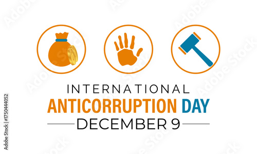 International Anti-Corruption Day promotes integrity, transparency, and the fight against corruption worldwide. Hand giving bribe crossed by a red stop sign, symbolizing corruption prevention Banner.