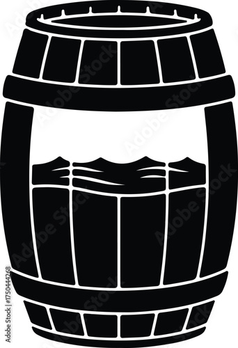 Vector silhouette wooden barrel full of liquid illustration
