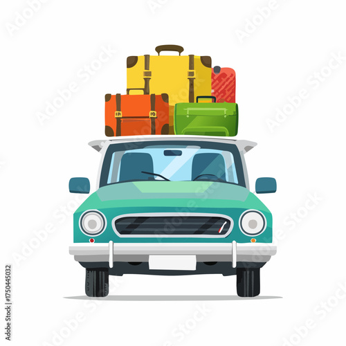 Car full of suitcases and bags to go on summer vacation