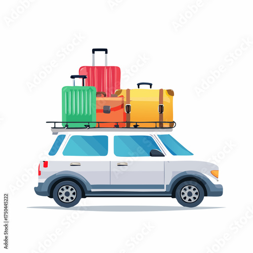 Car full of suitcases and bags to go on summer vacation
