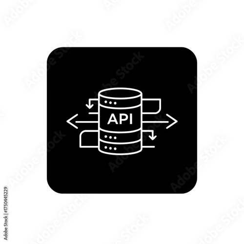 Monochrome API Data Exchange System Vector Illustration