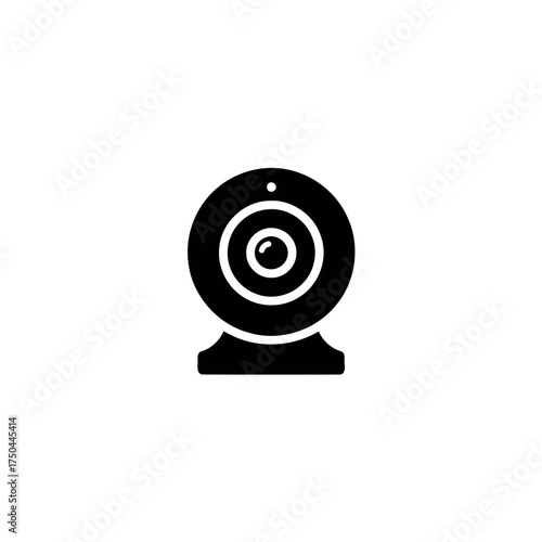 Minimalist Solid Black Webcam Vector Icon Illustration