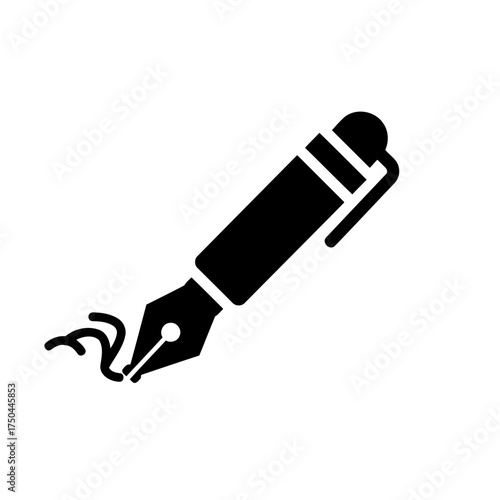 Elegant Black Fountain Pen Writing Vector Illustration