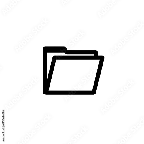 Minimalist Black Outline Open Folder Icon Vector Illustration