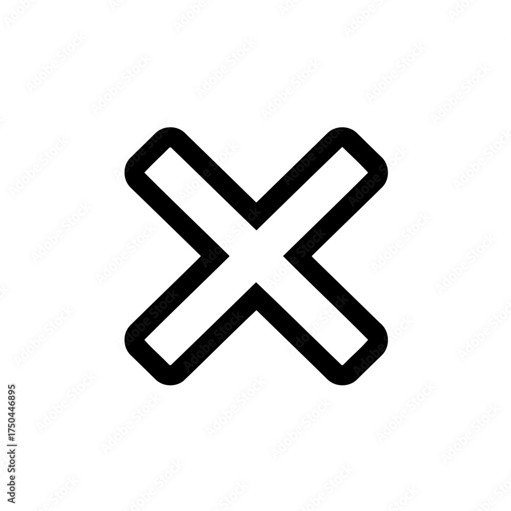 Obraz premium Minimalist Black Rounded X Mark Vector Illustration for Close or Delete Icon