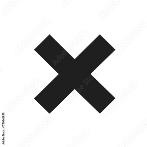 Bold 3D Effect Black X Mark Vector Illustration