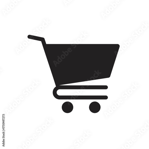 Minimalist Black Shopping Cart Vector Icon Illustration