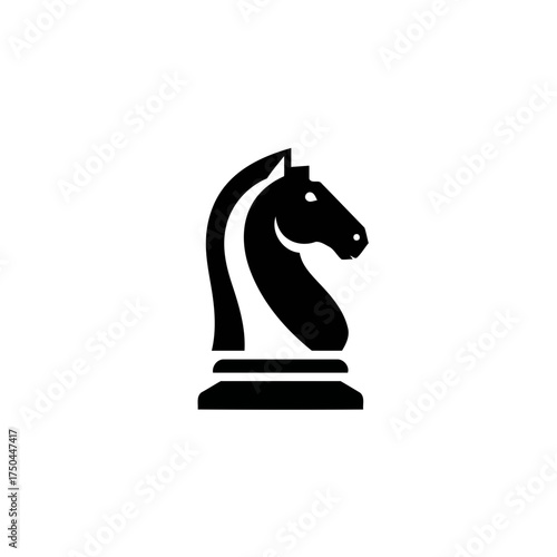 Bold Minimalist Black Chess Knight Vector Illustration