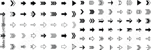 Variety of Arrow Designs Vector Collection Pointing Right Different Styles and Directions