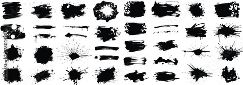 Abstract Ink Splatter Grunge Texture Background Vector Collection Black Paintbrush Elements