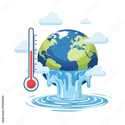 Climate Change Awareness Vector – Melting Earth