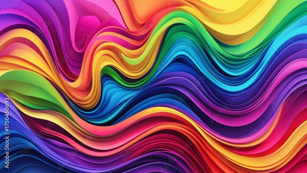 Fototapeta premium Vibrant Rainbow Waves - Abstract Colorful Background Texture