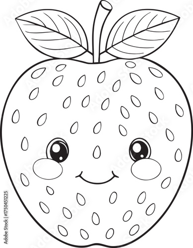 Cute kawaii apple coloring page illustration fun fruit drawing perfect for kids design and educational content