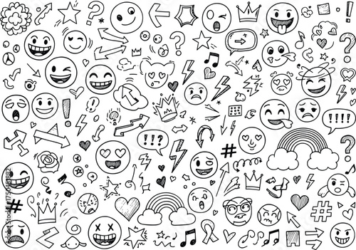 Hand Drawn Doodle Icon Sketch Illustration Element on Transparent Background Texture