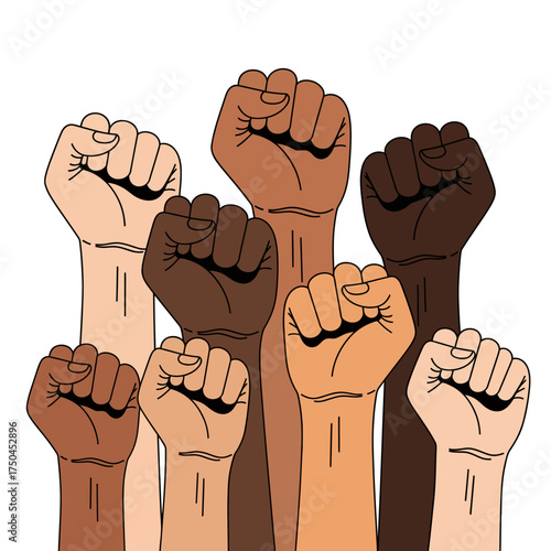 Social Equality Vector – Hands Raised for Justice