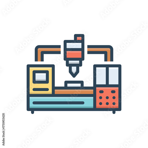 Color illustration icon for machining center