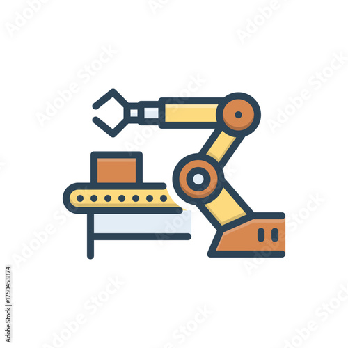 Color illustration icon for manufacturing solutions