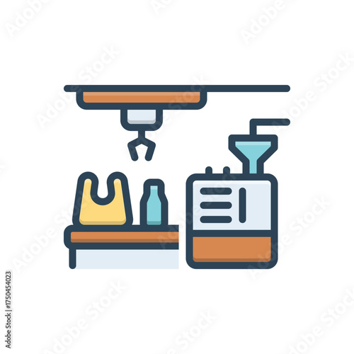 Color illustration icon for plastics production