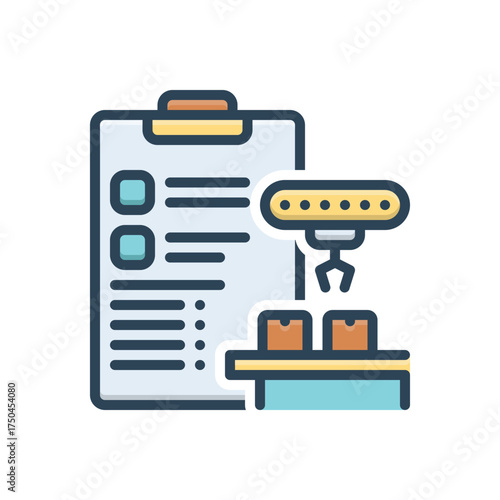 Color illustration icon for production planning