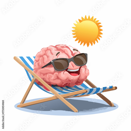 brain relaxes on a sunbed under the summer sun, placed on a flat surface