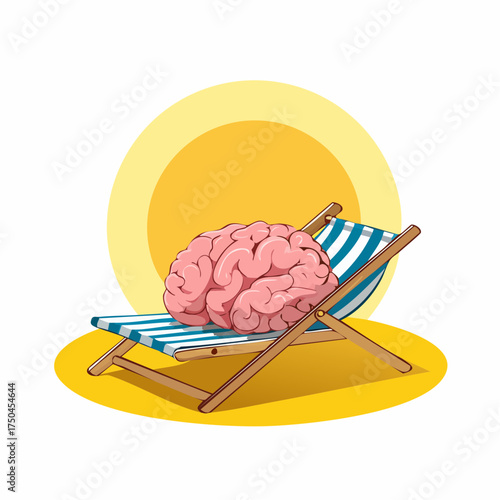 brain relaxes on a sunbed under the summer sun, placed on a flat surface