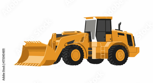Yellow Front Loader Construction Vehicle Illustration.