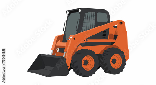 Orange compact skid steer loader heavy equipment vehicle.