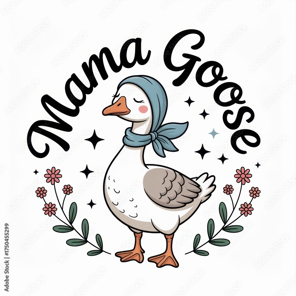 Obraz premium A cute illustration of a goose wearing a scarf with the text 