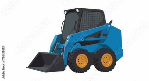 Blue skid steer loader heavy machinery for construction work.