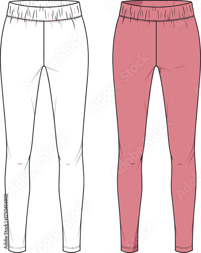 Here you go, Noyon—fully SEO-optimized for Adobe Stock, tailored to your fashion CAD illustration of the leggings comparison:
