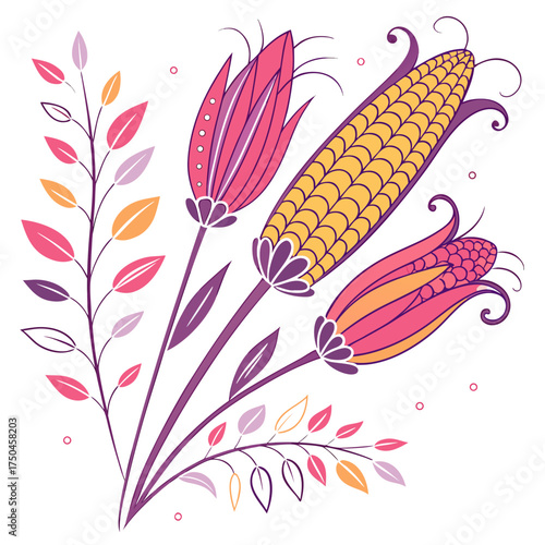 corms on white background 