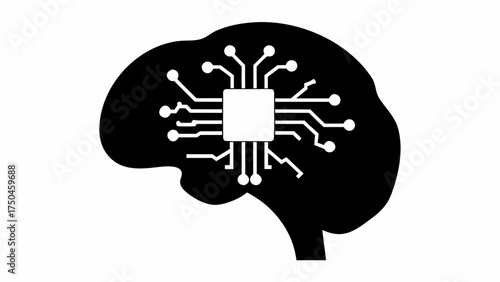 Futuristic brain with integrated circuit for AI concepts and innovative technology solutions for the future
