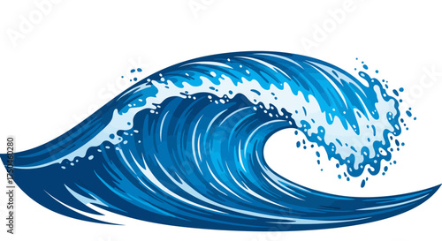 Blue Ocean Wave Vector – Dynamic Surf Water Illustration