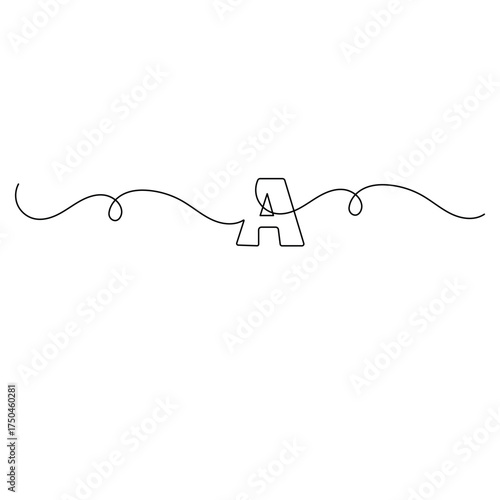 Alphabet  single line art, continuous one line drawing of  Isolated outline vector icon